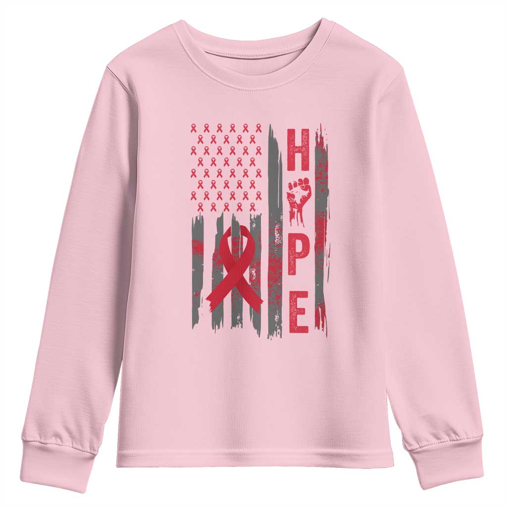 American Flag Hope HIV Awareness Youth Sweatshirt World AIDS Day Gift - Wonder Print Shop