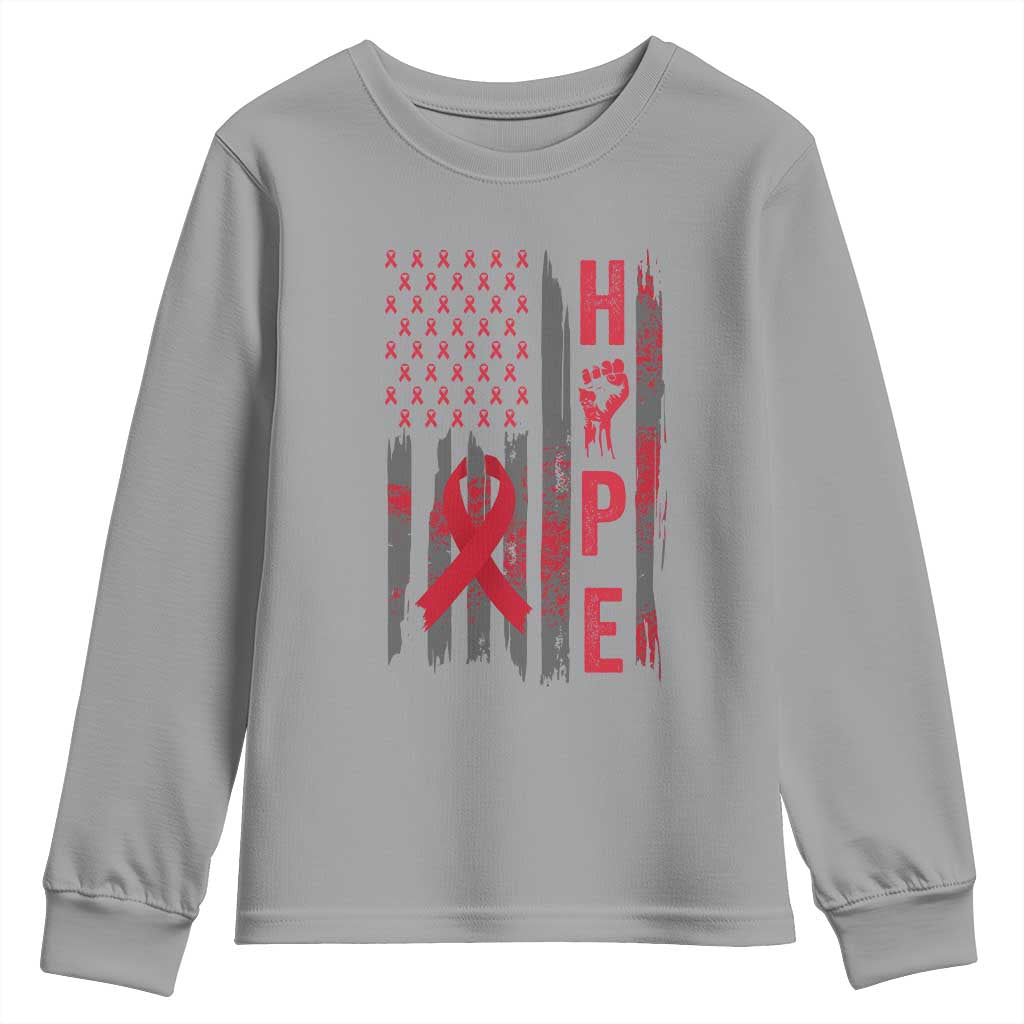 American Flag Hope HIV Awareness Youth Sweatshirt World AIDS Day Gift - Wonder Print Shop