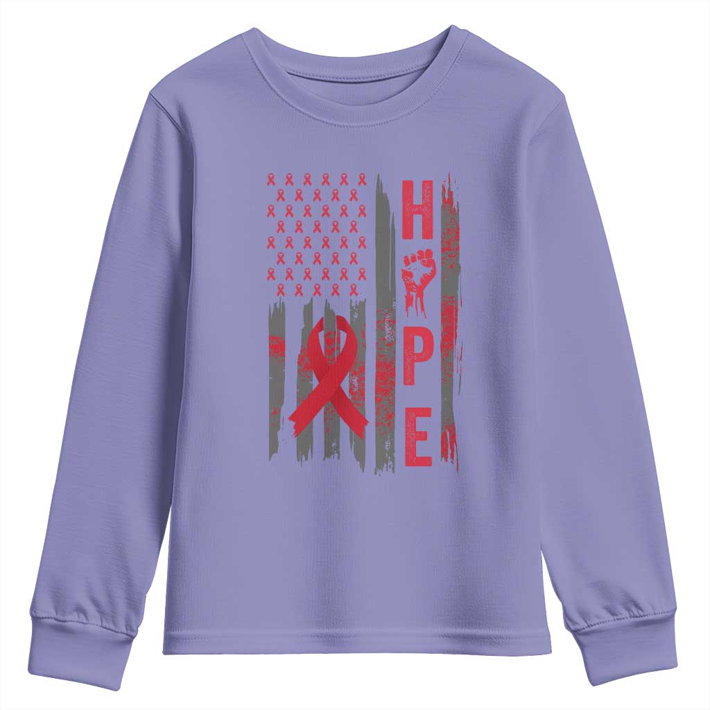 American Flag Hope HIV Awareness Youth Sweatshirt World AIDS Day Gift - Wonder Print Shop