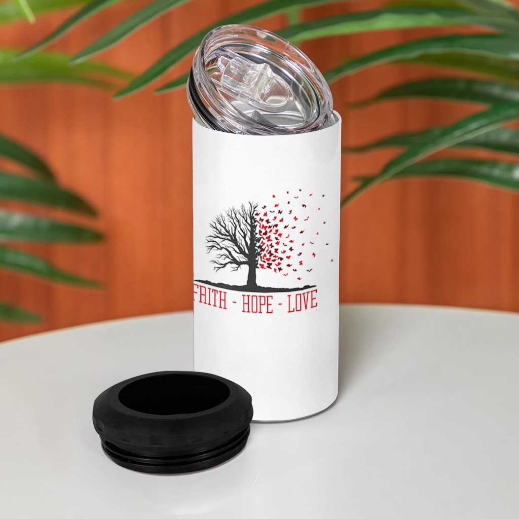 World AIDS Day Awareness Gift 4 in 1 Can Cooler Tumbler Faith Hope Love - Wonder Print Shop