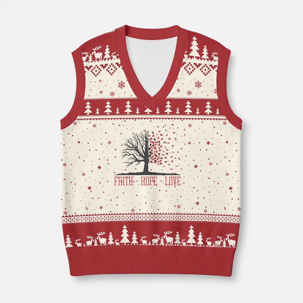 World AIDS Day Awareness Gift V-Neck Knit Sweater Vest Faith Hope Love - Wonder Print Shop
