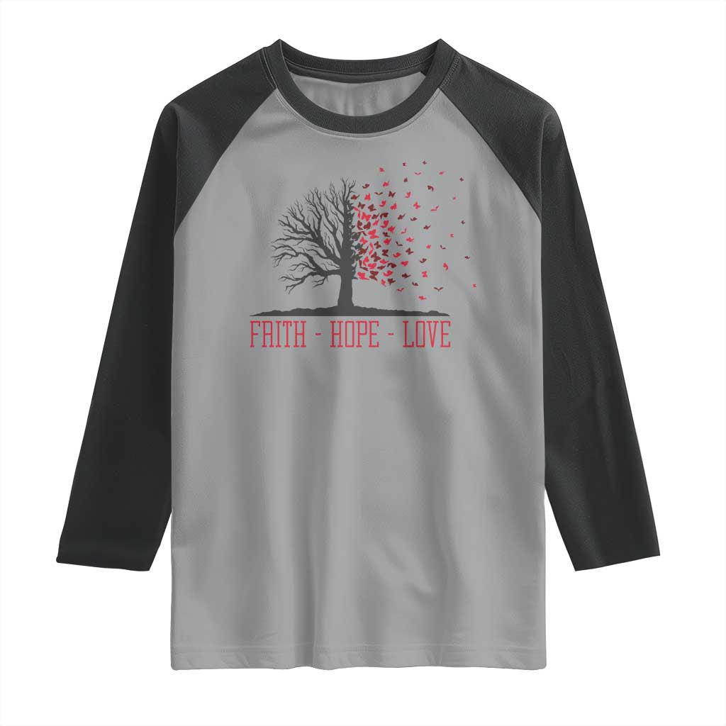 World AIDS Day Awareness Gift Raglan Shirt Faith Hope Love - Wonder Print Shop
