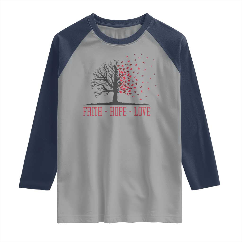 World AIDS Day Awareness Gift Raglan Shirt Faith Hope Love - Wonder Print Shop