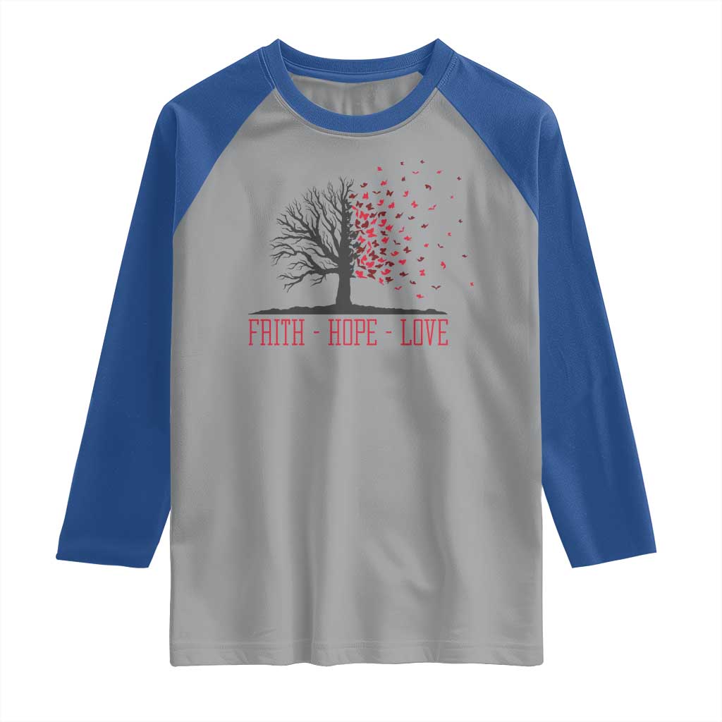 World AIDS Day Awareness Gift Raglan Shirt Faith Hope Love - Wonder Print Shop