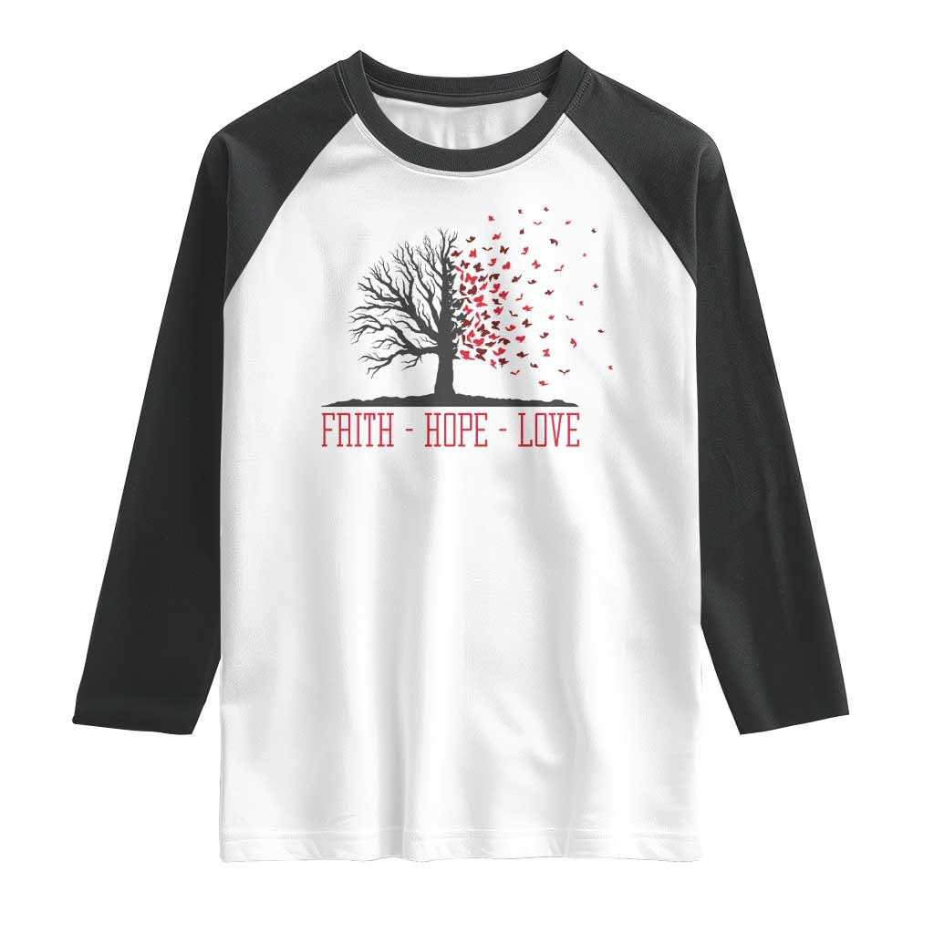 World AIDS Day Awareness Gift Raglan Shirt Faith Hope Love - Wonder Print Shop