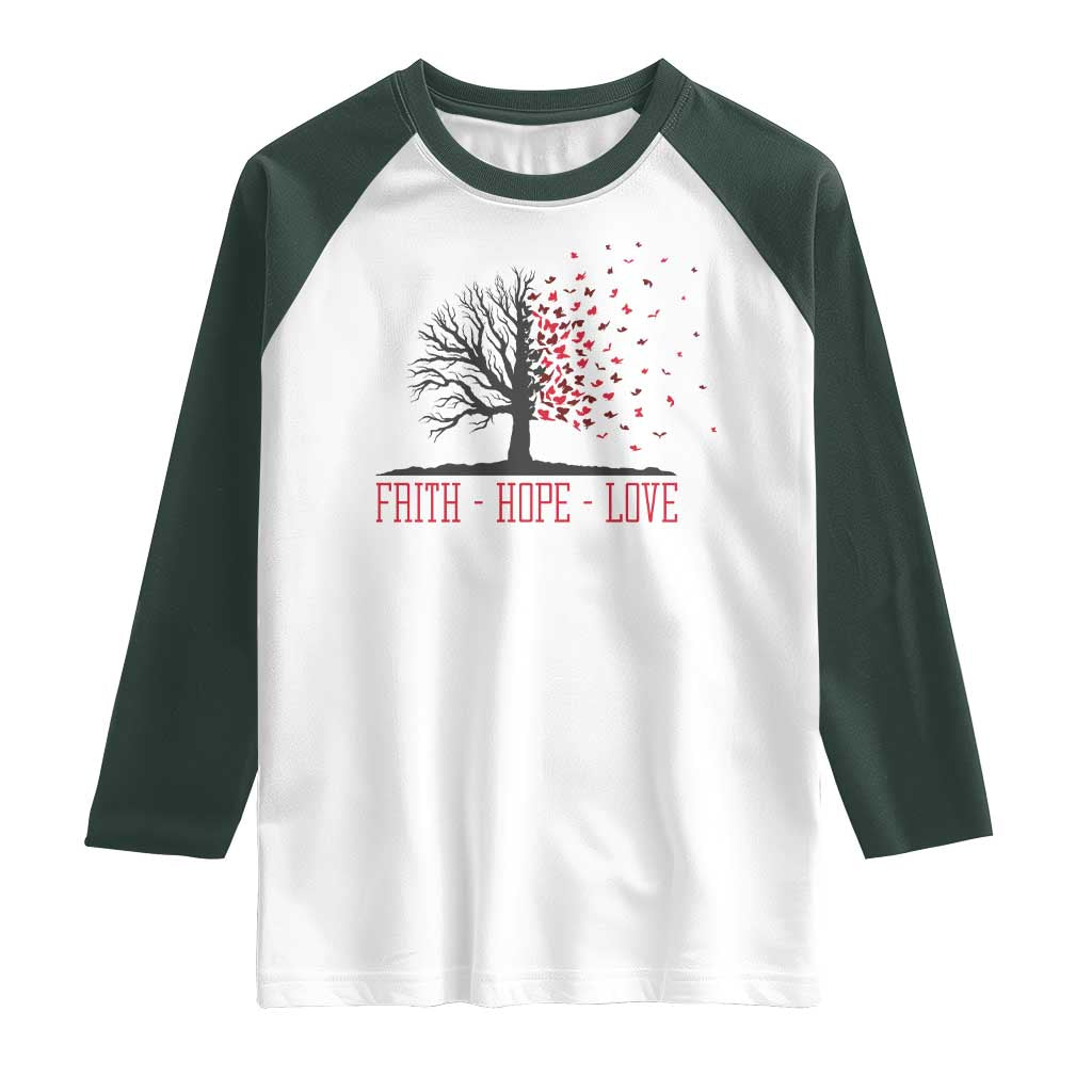 World AIDS Day Awareness Gift Raglan Shirt Faith Hope Love - Wonder Print Shop