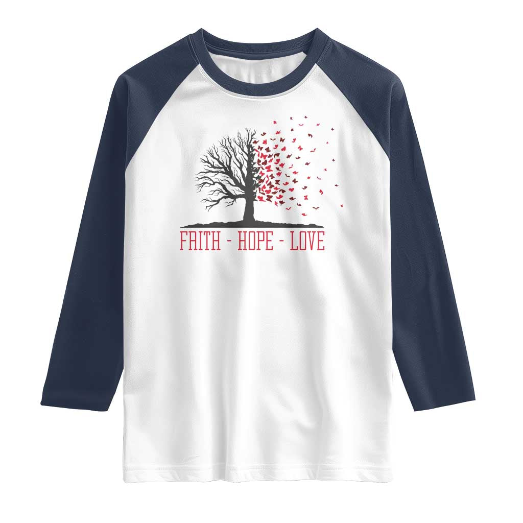 World AIDS Day Awareness Gift Raglan Shirt Faith Hope Love - Wonder Print Shop