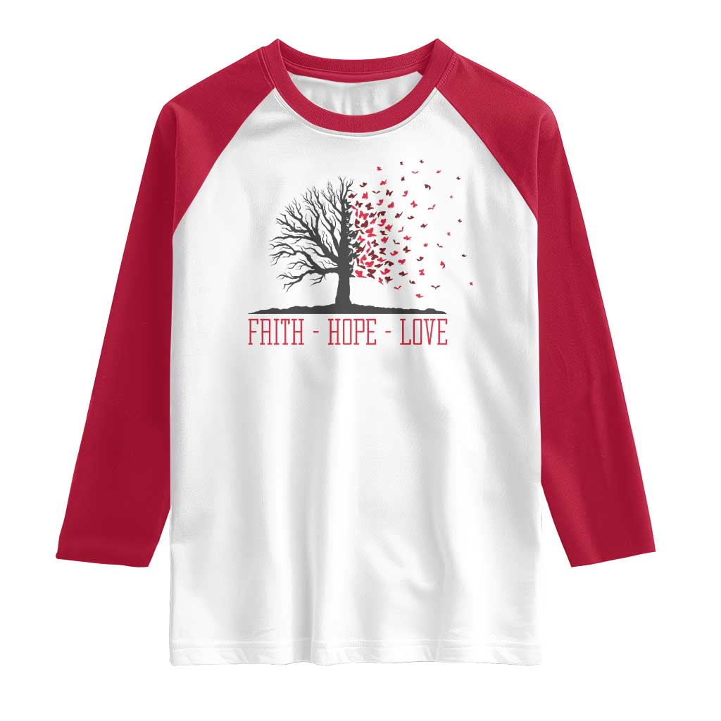 World AIDS Day Awareness Gift Raglan Shirt Faith Hope Love - Wonder Print Shop