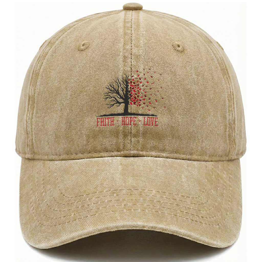 World AIDS Day Awareness Gift Washed Cotton Baseball Cap Faith Hope Love