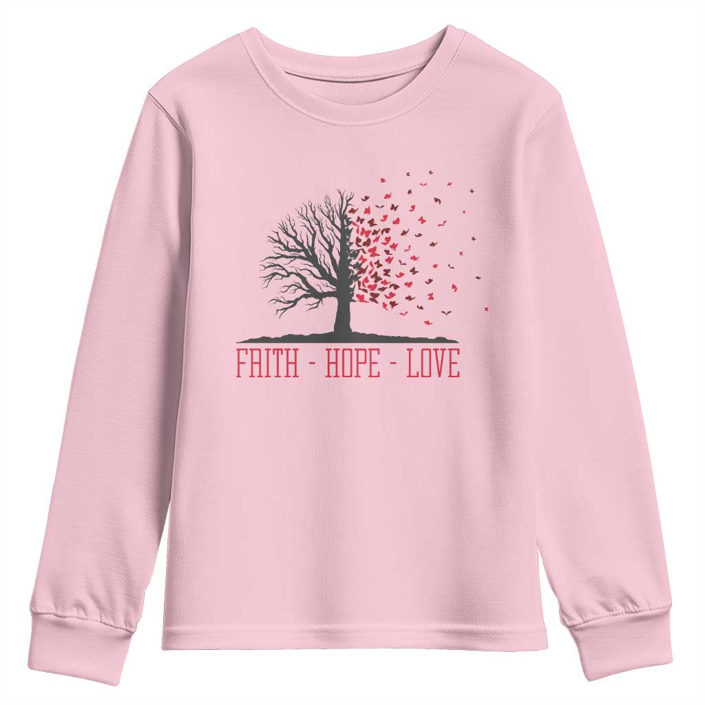 World AIDS Day Awareness Gift Youth Sweatshirt Faith Hope Love - Wonder Print Shop
