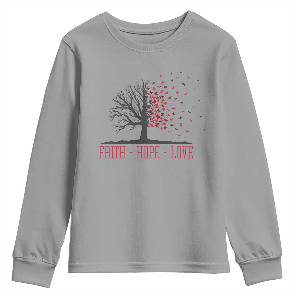 World AIDS Day Awareness Gift Youth Sweatshirt Faith Hope Love - Wonder Print Shop