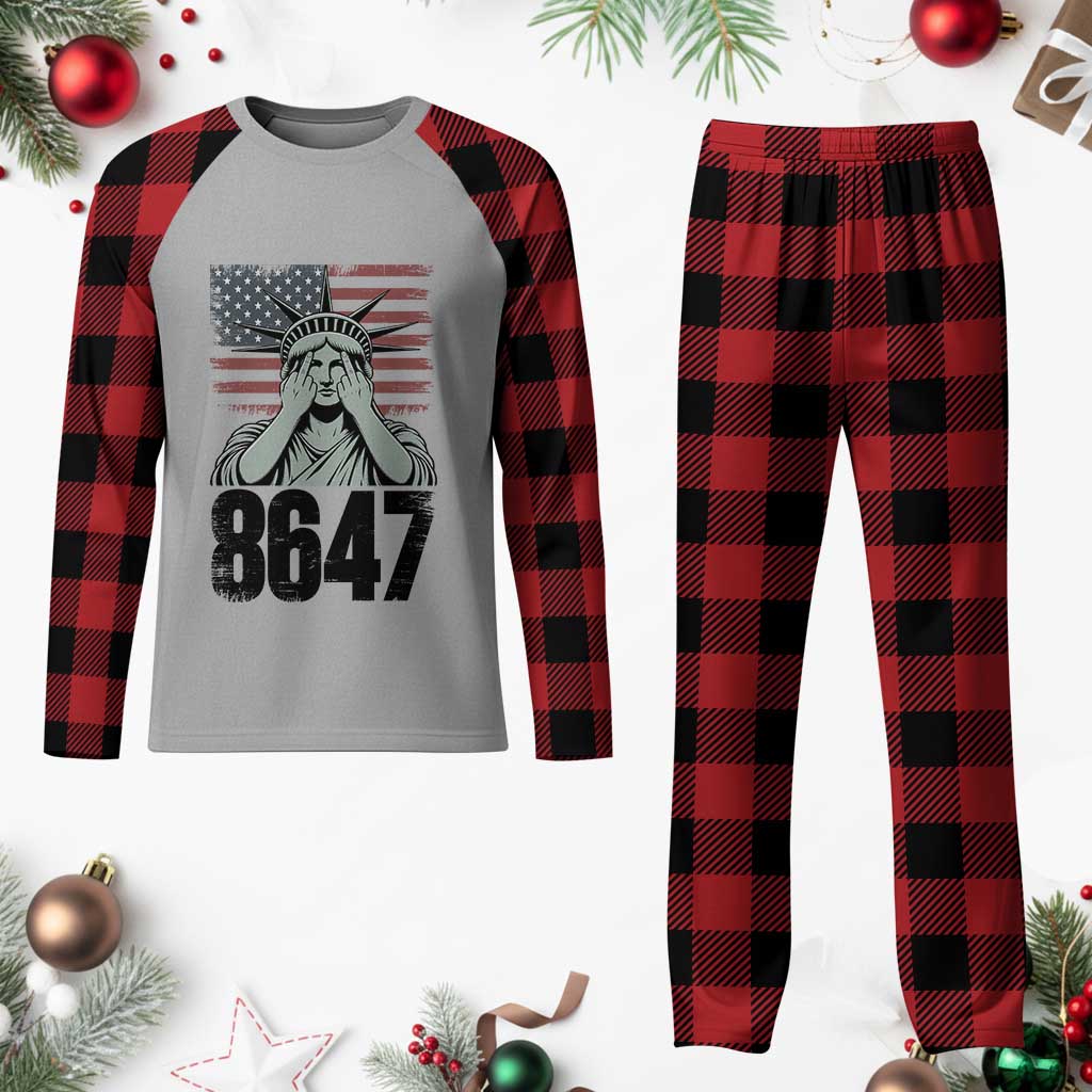 8647 Statue Of Liberty Plaid Pajama Set Political Satire Protest Poster Graphic