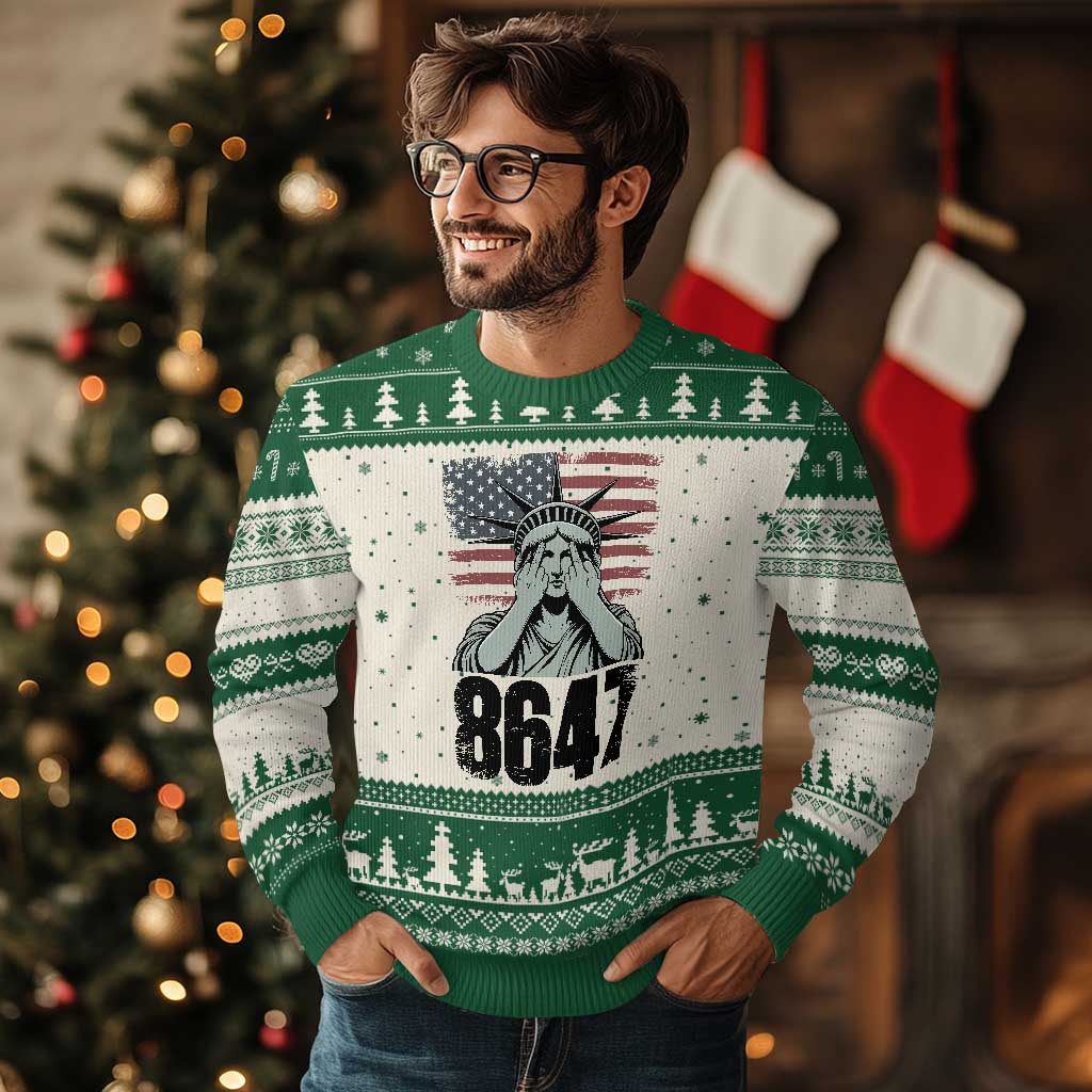 8647 Statue Of Liberty Ugly Christmas Sweater Political Satire Protest Poster Graphic