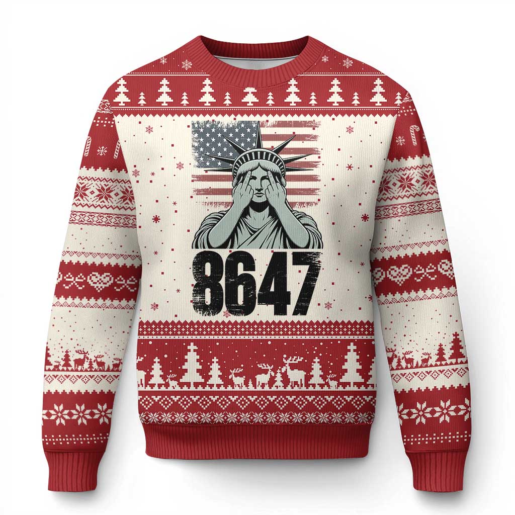 8647 Statue Of Liberty Ugly Christmas Sweater Political Satire Protest Poster Graphic