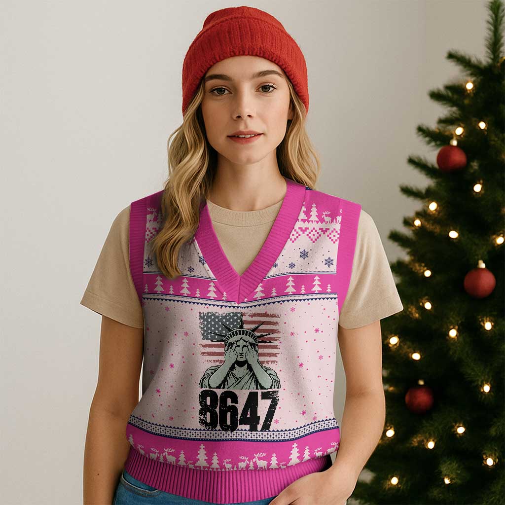 8647 Statue Of Liberty V-Neck Knit Sweater Vest Political Satire Protest Poster Graphic