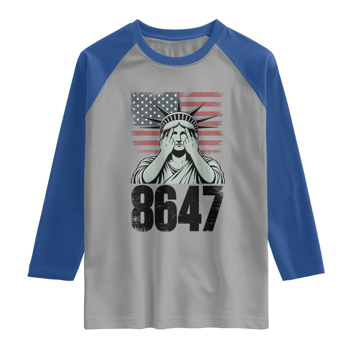 8647 Statue Of Liberty Raglan Shirt Political Satire Protest Poster Graphic