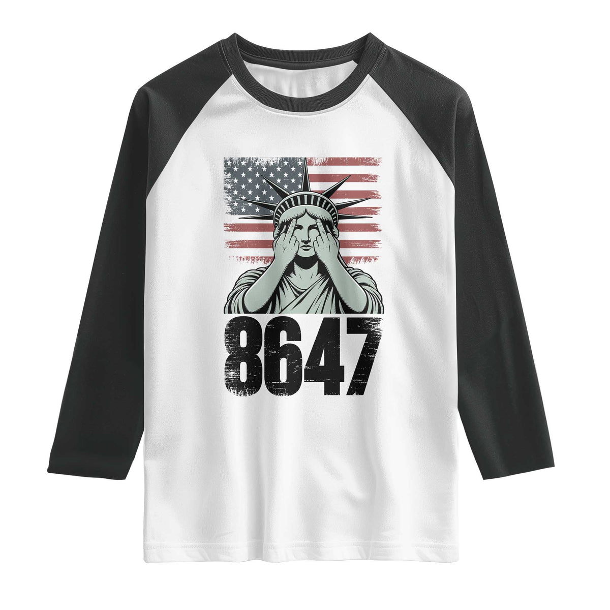 8647 Statue Of Liberty Raglan Shirt Political Satire Protest Poster Graphic