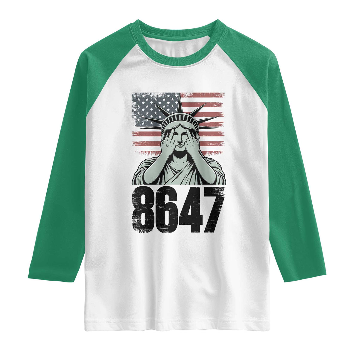8647 Statue Of Liberty Raglan Shirt Political Satire Protest Poster Graphic