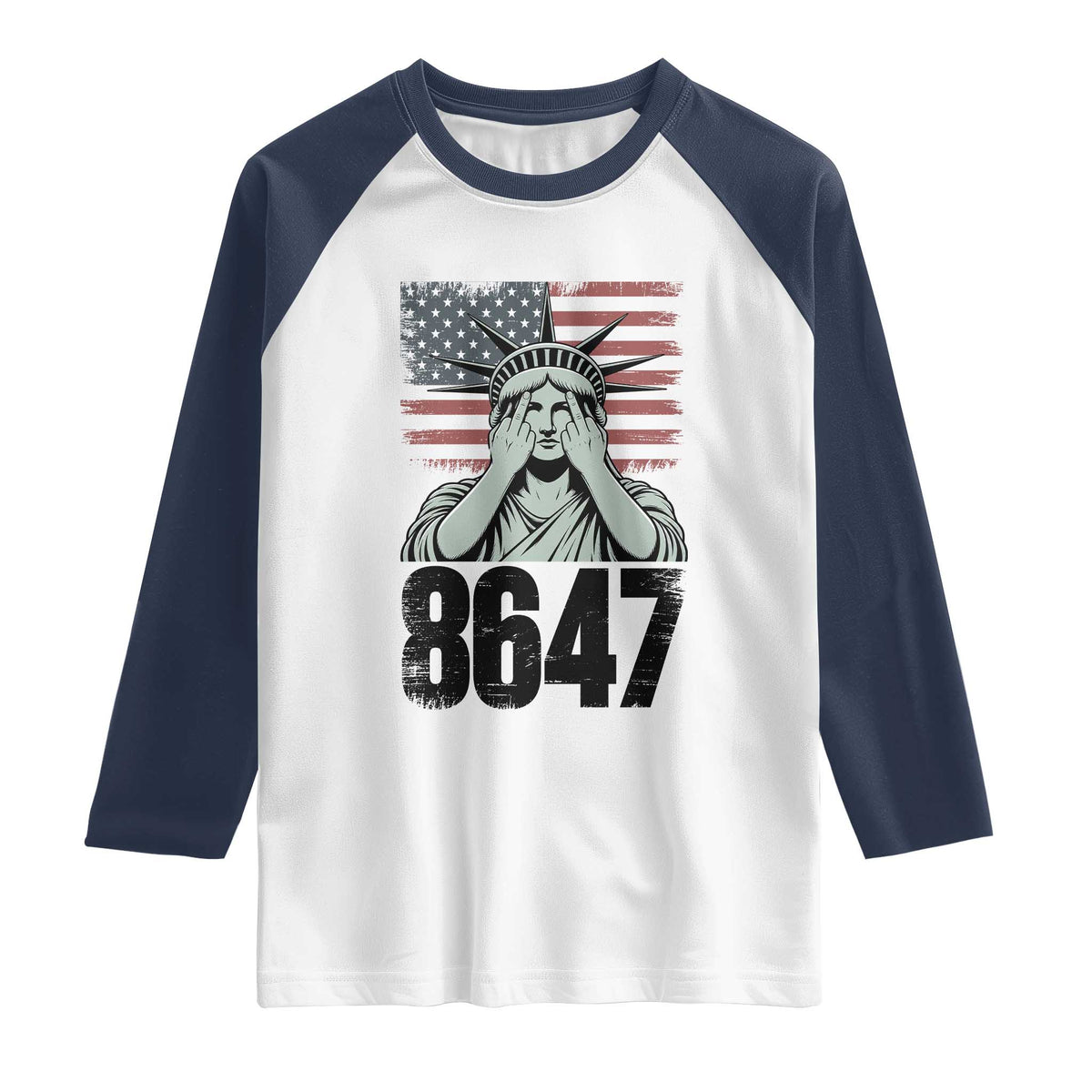 8647 Statue Of Liberty Raglan Shirt Political Satire Protest Poster Graphic