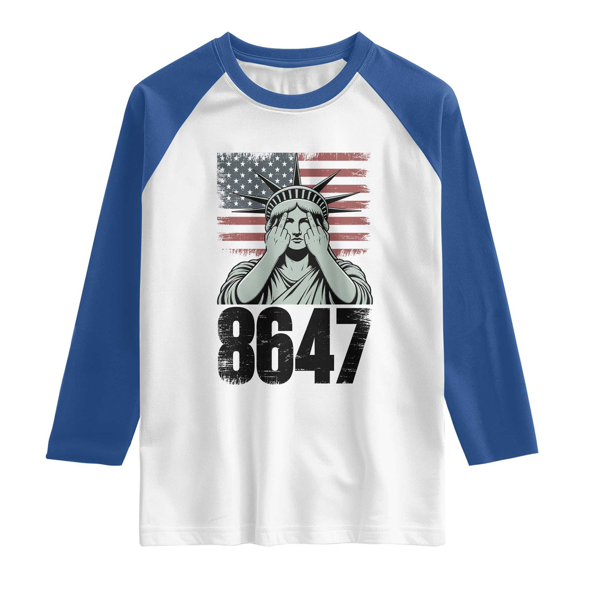 8647 Statue Of Liberty Raglan Shirt Political Satire Protest Poster Graphic