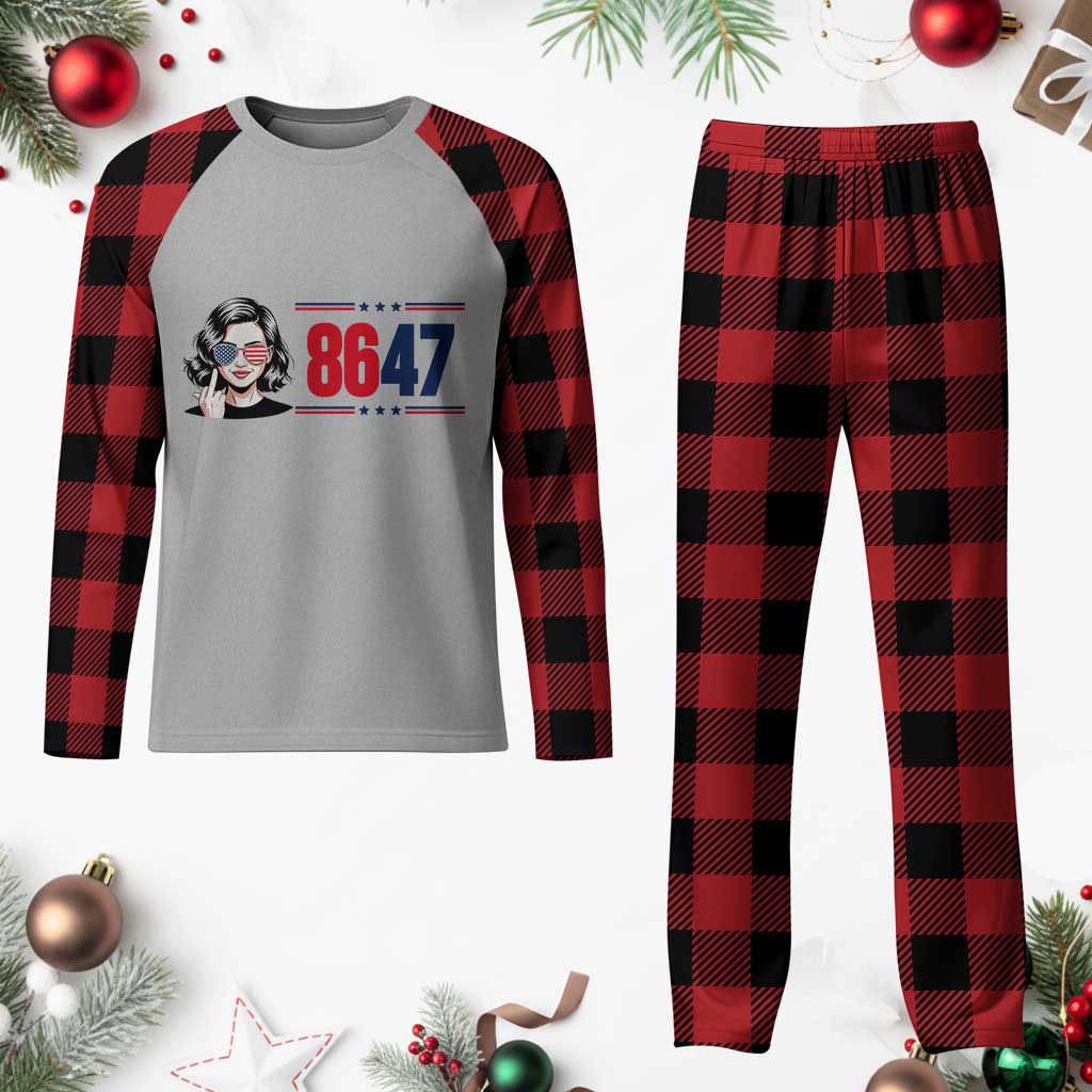 Political Activist 8647 Plaid Pajama Set Freedom Satire Protest Graphic