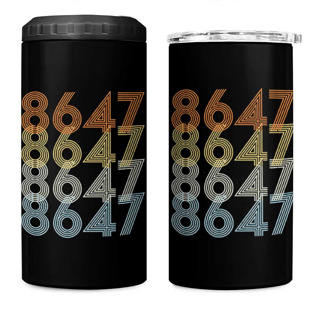 Retro Vintage 8647 4 in 1 Can Cooler Tumbler Freedom Protest Stripe Graphic