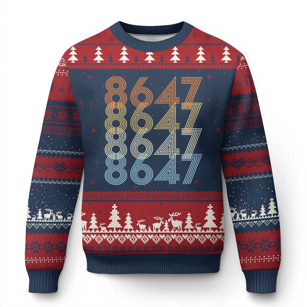 Retro Vintage 8647 Ugly Christmas Sweater Freedom Protest Stripe Graphic