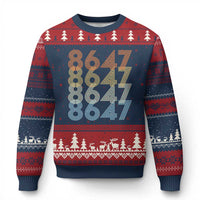 Retro Vintage 8647 Ugly Christmas Sweater Freedom Protest Stripe Graphic
