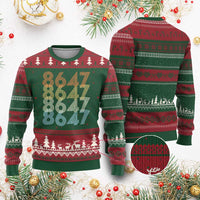 Retro Vintage 8647 Ugly Christmas Sweater Freedom Protest Stripe Graphic