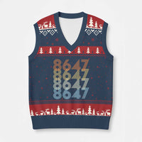Retro Vintage 8647 V-Neck Knit Sweater Vest Freedom Protest Stripe Graphic
