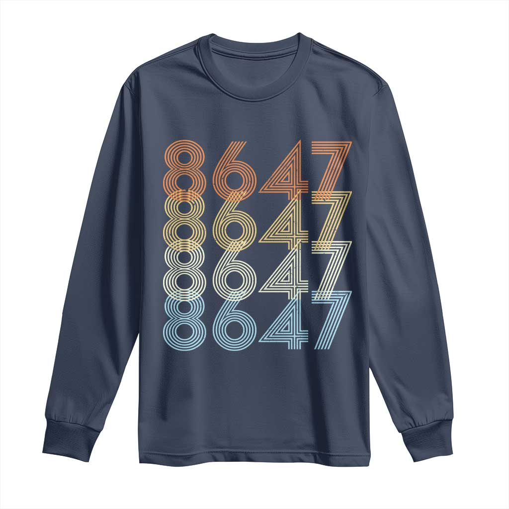 Retro Vintage 8647 Long Sleeve Shirt Freedom Protest Stripe Graphic