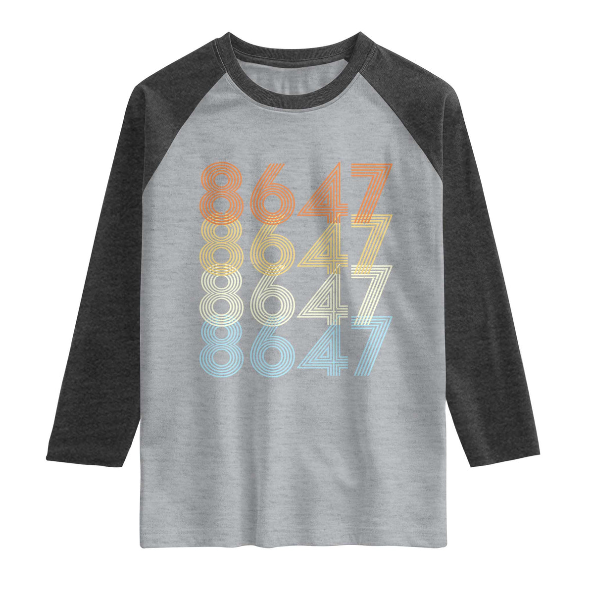 Retro Vintage 8647 Raglan Shirt Freedom Protest Stripe Graphic