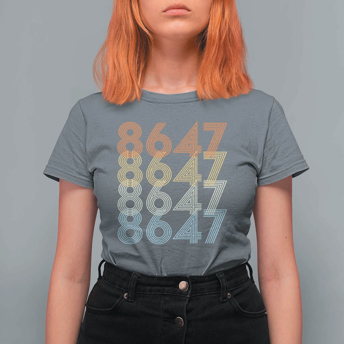 Retro Vintage 8647 T Shirt For Women Freedom Protest Stripe Graphic
