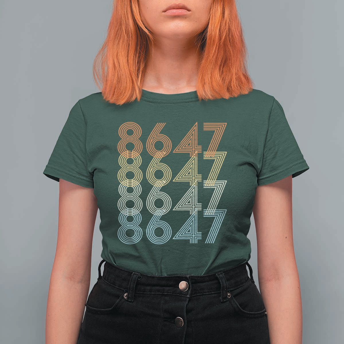 Retro Vintage 8647 T Shirt For Women Freedom Protest Stripe Graphic
