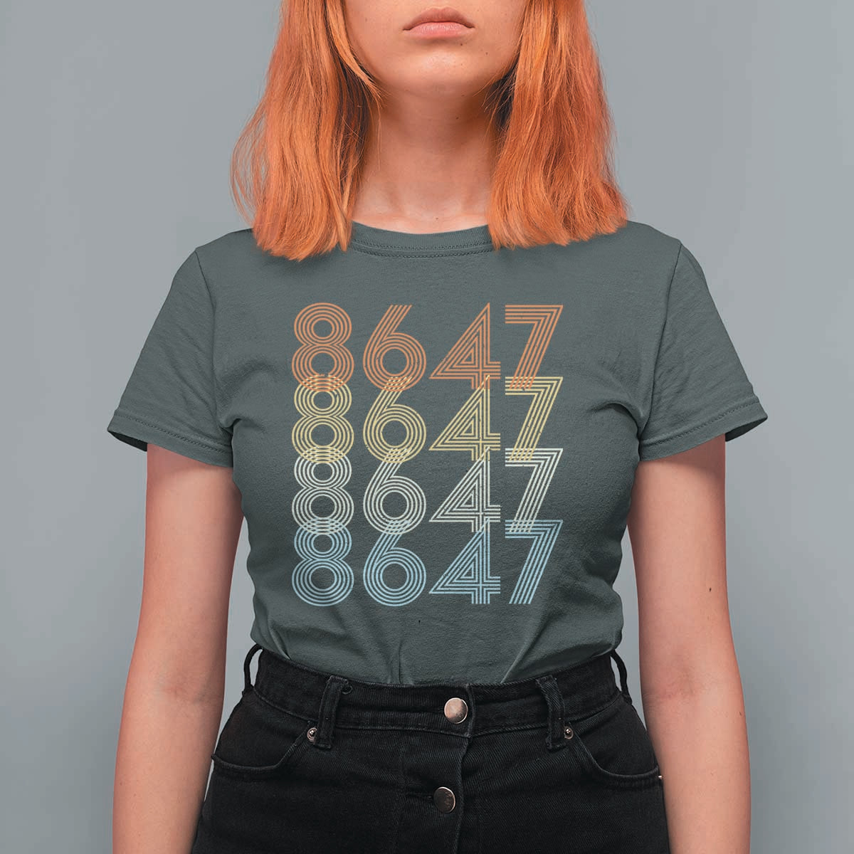 Retro Vintage 8647 T Shirt For Women Freedom Protest Stripe Graphic