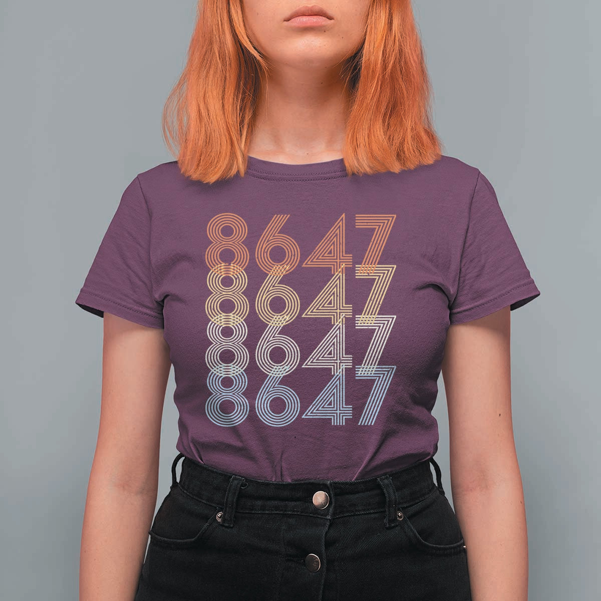 Retro Vintage 8647 T Shirt For Women Freedom Protest Stripe Graphic