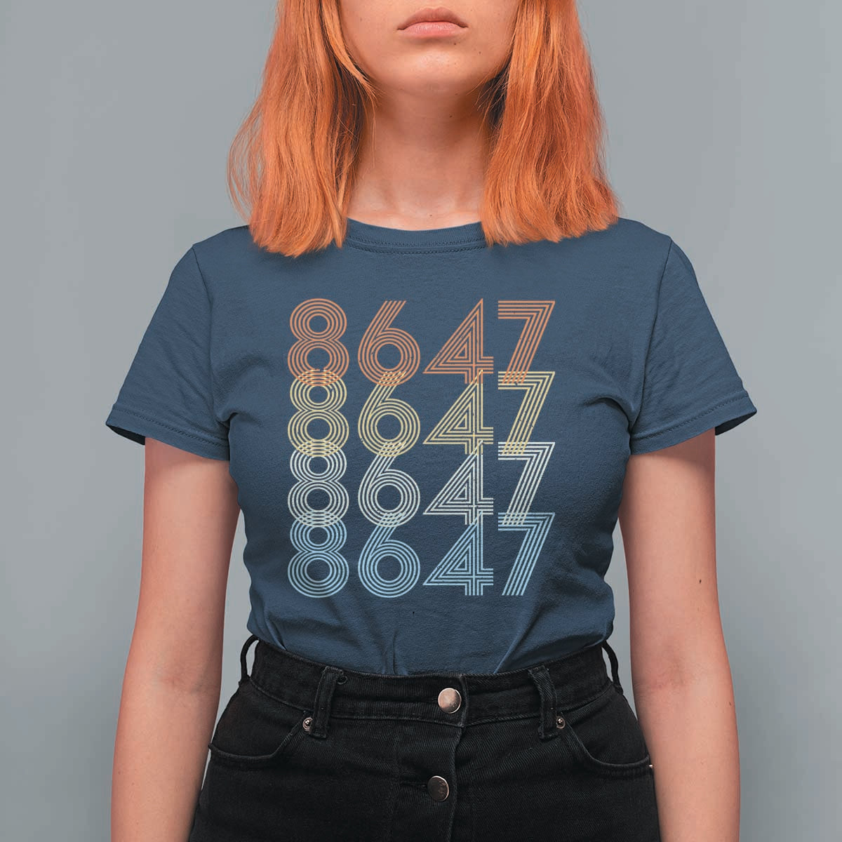 Retro Vintage 8647 T Shirt For Women Freedom Protest Stripe Graphic