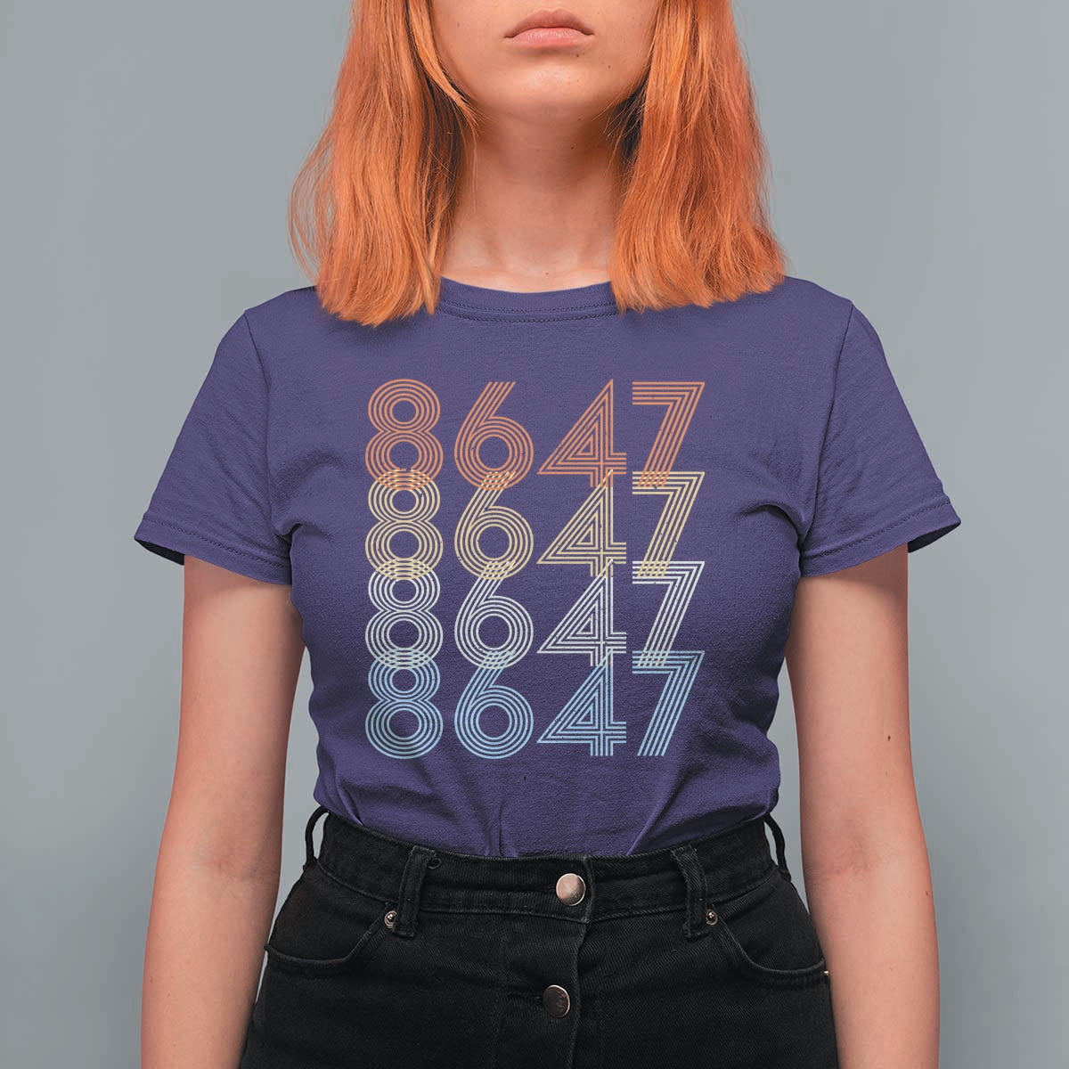 Retro Vintage 8647 T Shirt For Women Freedom Protest Stripe Graphic