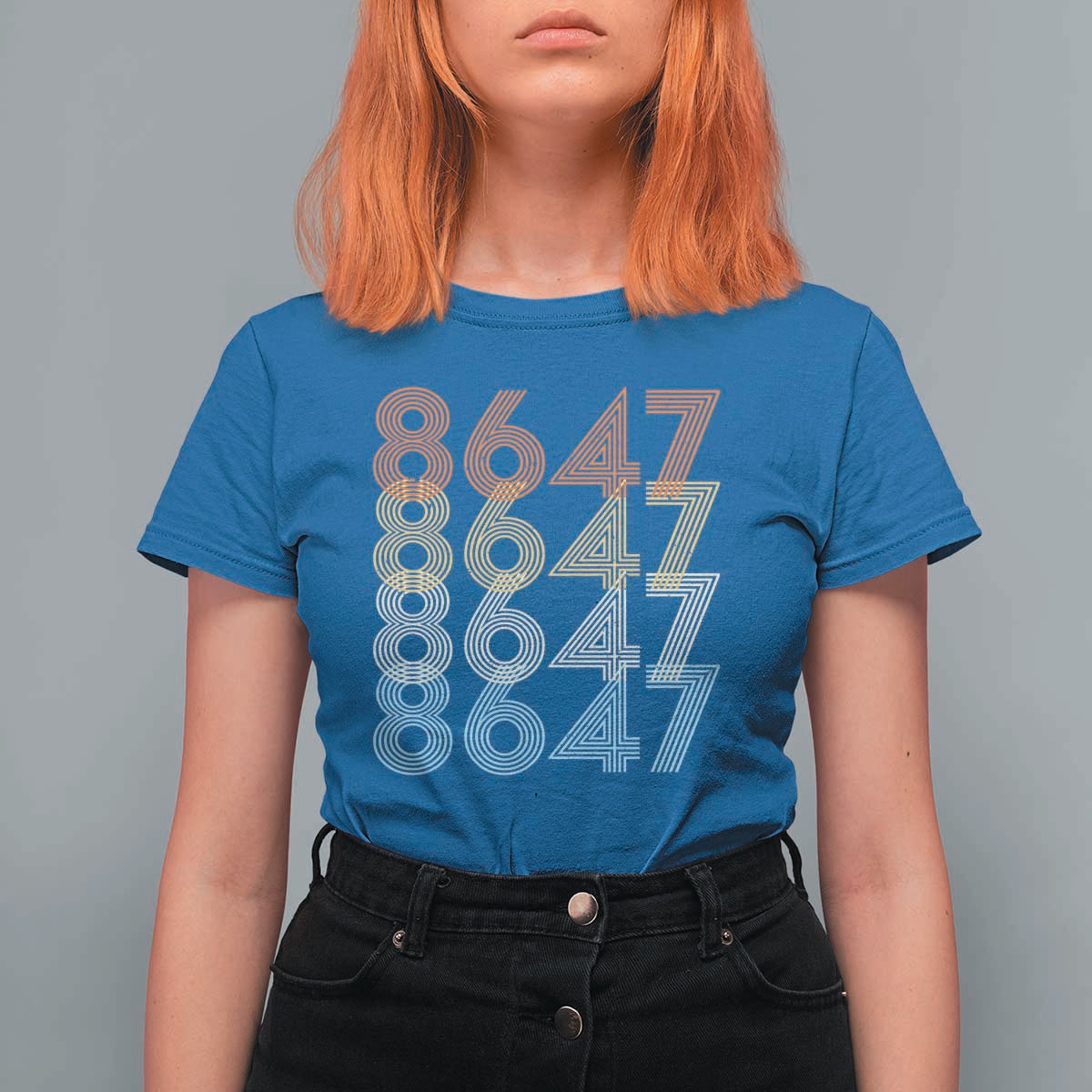 Retro Vintage 8647 T Shirt For Women Freedom Protest Stripe Graphic