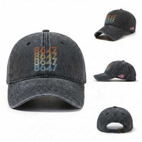 Retro Vintage 8647 Washed Cotton Baseball Cap Freedom Protest Stripe Graphic