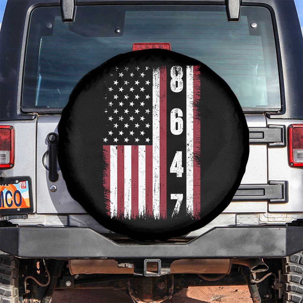 8647 Vintage US Flag Spare Tire Cover Political Expression Apparel For Democrats