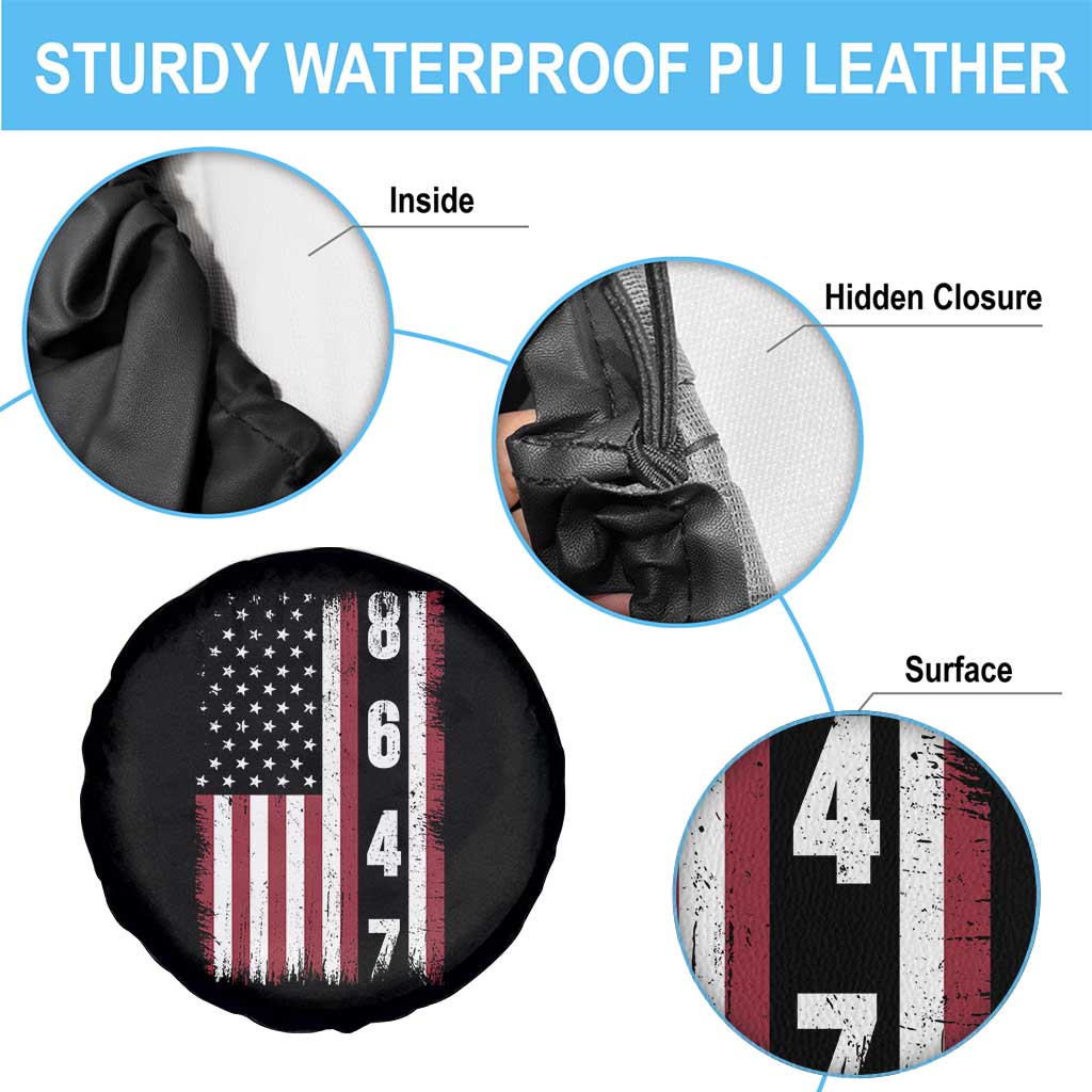 8647 Vintage US Flag Spare Tire Cover Political Expression Apparel For Democrats