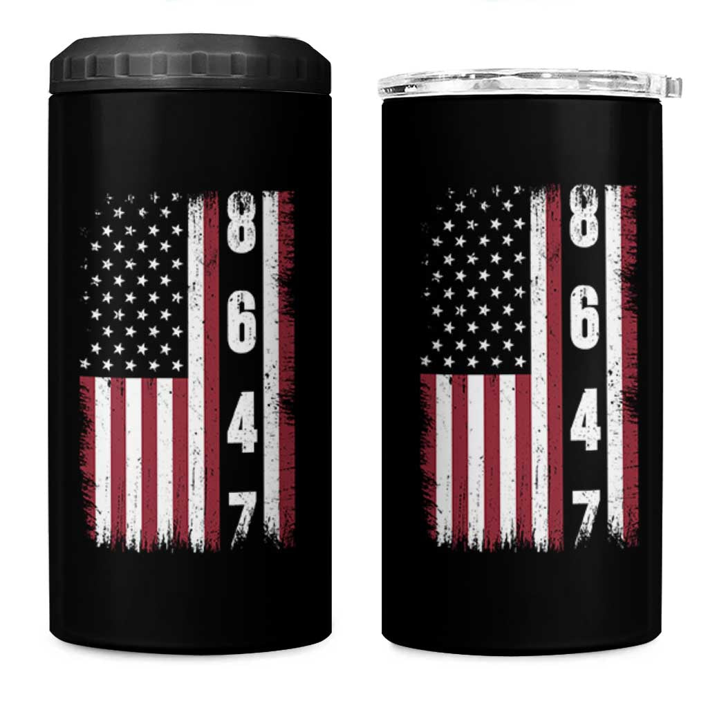 8647 Vintage US Flag 4 in 1 Can Cooler Tumbler Political Expression Apparel For Democrats