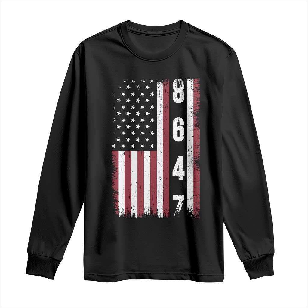 8647 Vintage US Flag Long Sleeve Shirt Political Expression Apparel For Democrats