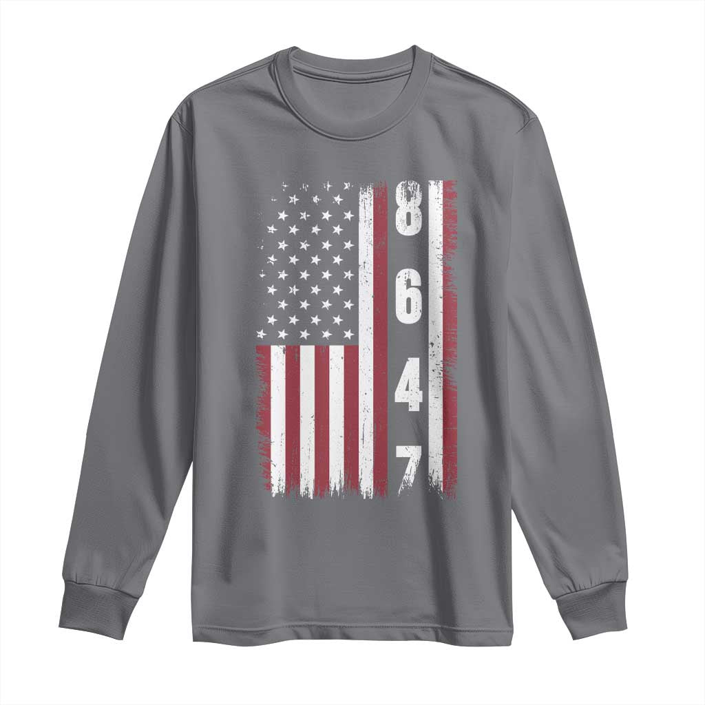 8647 Vintage US Flag Long Sleeve Shirt Political Expression Apparel For Democrats