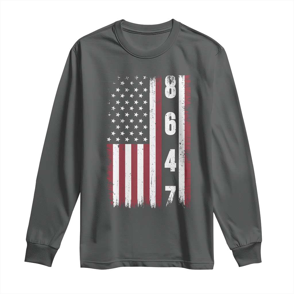 8647 Vintage US Flag Long Sleeve Shirt Political Expression Apparel For Democrats