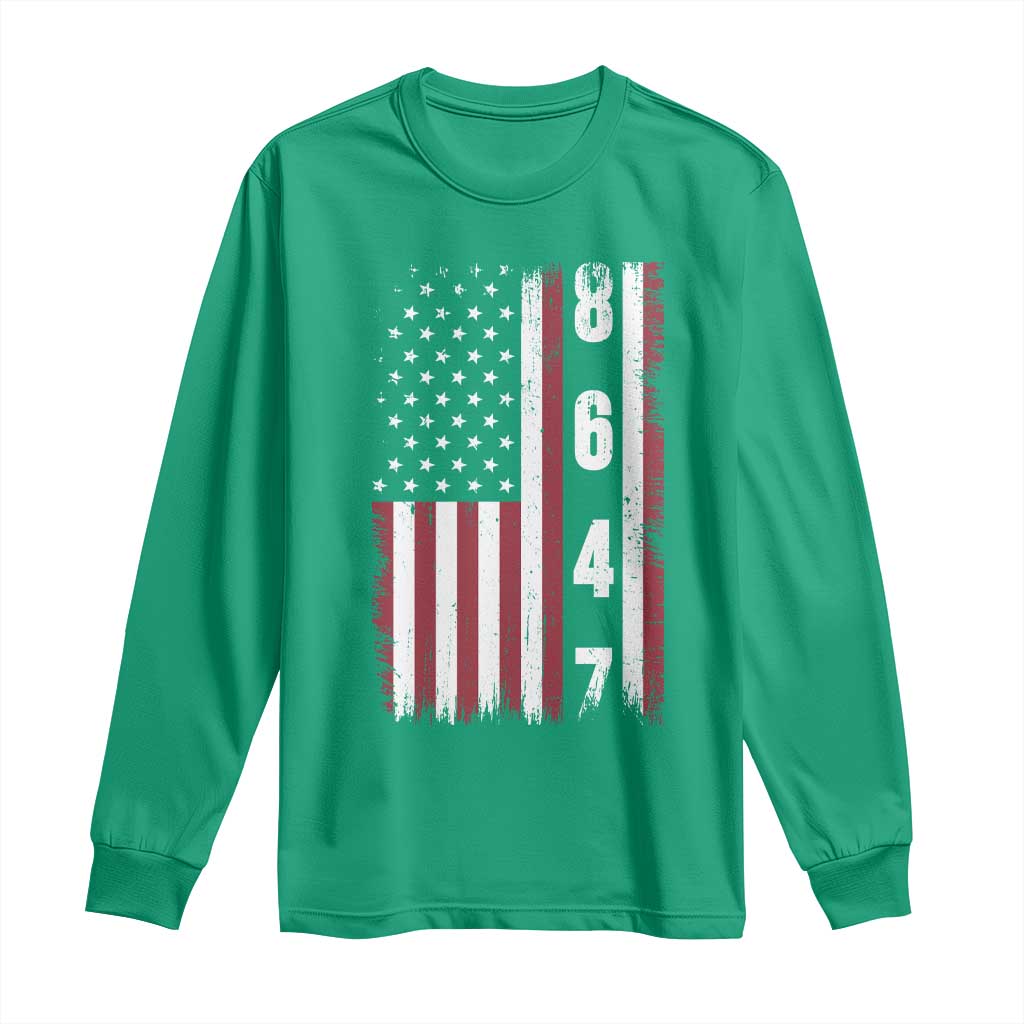 8647 Vintage US Flag Long Sleeve Shirt Political Expression Apparel For Democrats