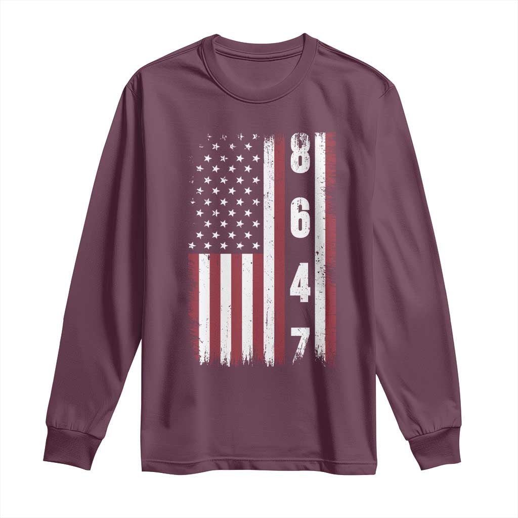 8647 Vintage US Flag Long Sleeve Shirt Political Expression Apparel For Democrats