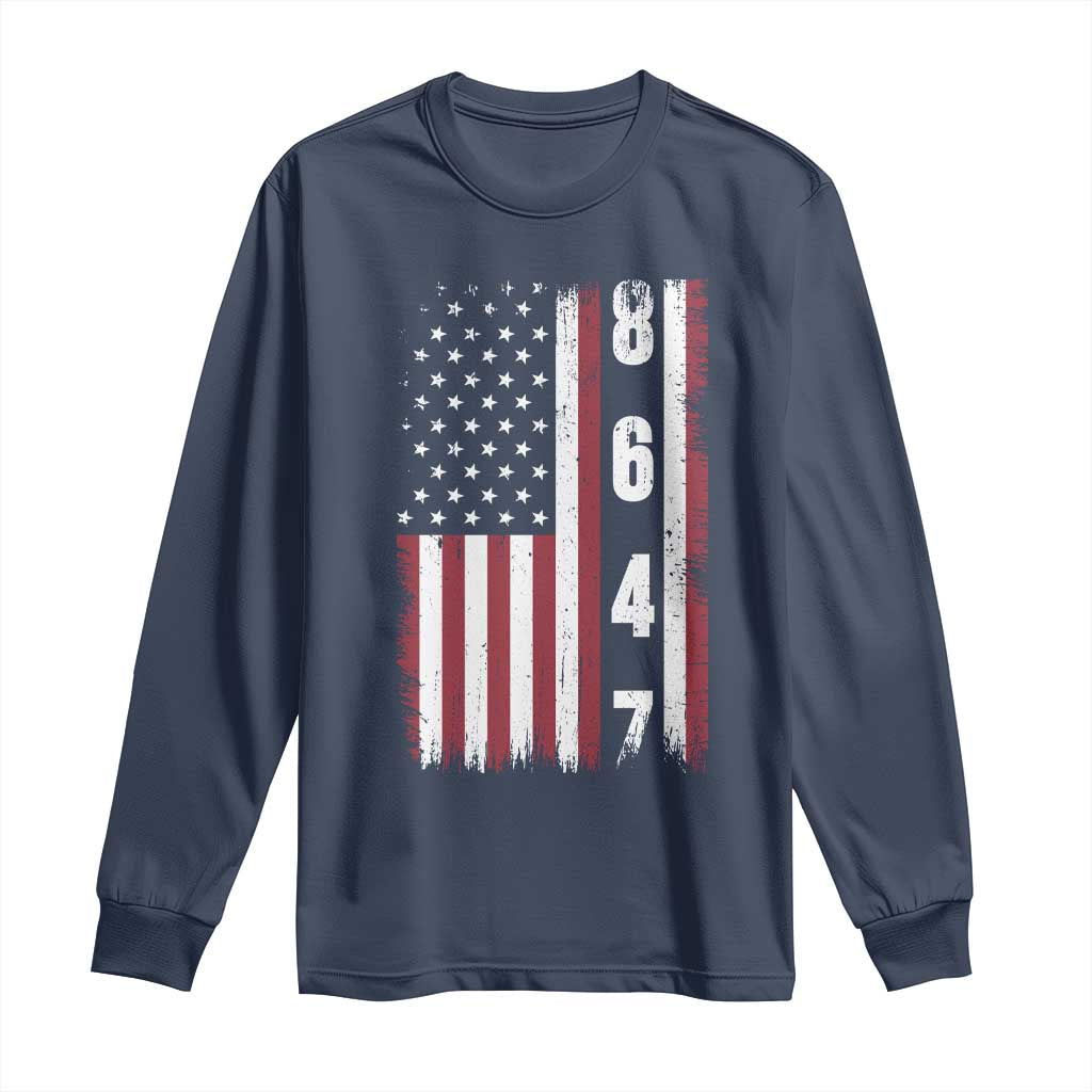 8647 Vintage US Flag Long Sleeve Shirt Political Expression Apparel For Democrats