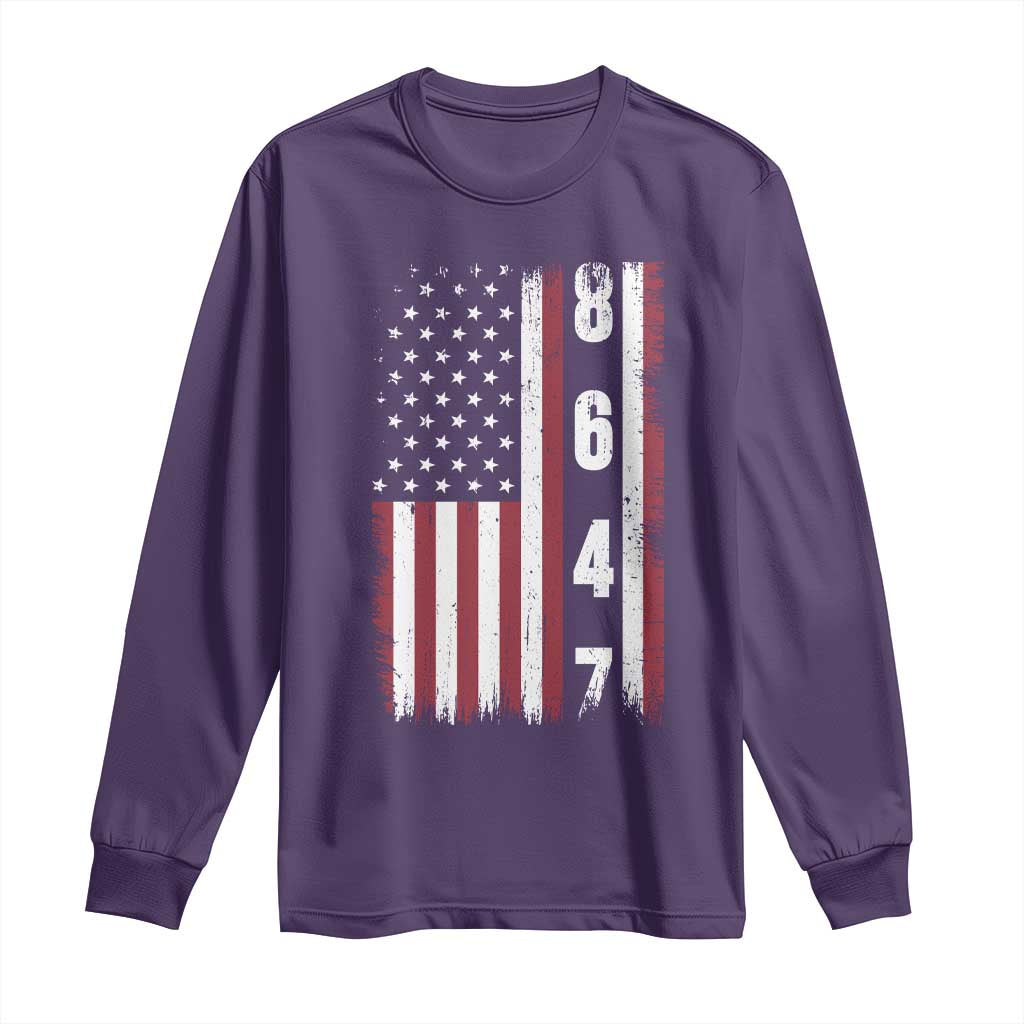 8647 Vintage US Flag Long Sleeve Shirt Political Expression Apparel For Democrats